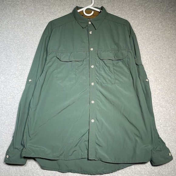 REI Men's Green 100% Nylon‎ Long Sleeve UPF 50+ Collared Button-Up Shirt Size L - Picture 1 of 14